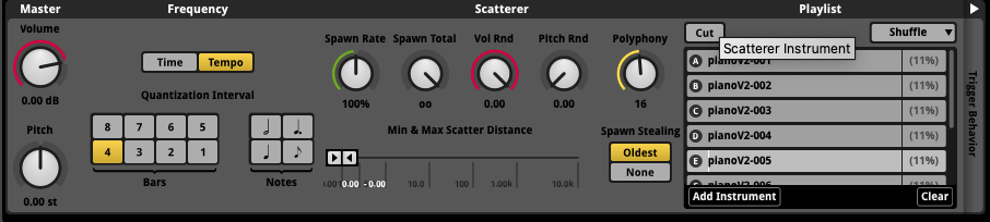 The Scatterer Instrument works like a multi-instrument