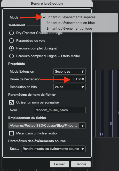 Making selection saves export time